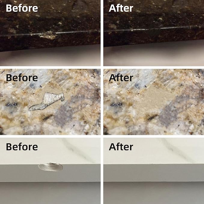 Marble and Granite Repair kit Porcelain Marble Stone and Quartz Countertops Repair kit for Chips Dents Cracks Holes Scratchs, Fix Chipped Edges Corners, Reattaches or rebuilds Missing Pieces