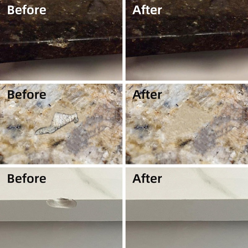 Marble and Granite Repair kit Porcelain Marble Stone and Quartz Countertops Repair kit for Chips Dents Cracks Holes Scratchs, Fix Chipped Edges Corners, Reattaches or rebuilds Missing Pieces