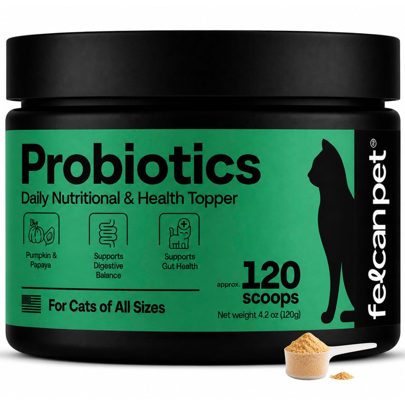 Cat Probiotic Powder for Digestive Balance & Gut Health – Daily Pet Supplement with Pumpkin, Papaya & 6 Probiotic Strains – Supports Gut Flora & Digestive Comfort – 120 Scoops