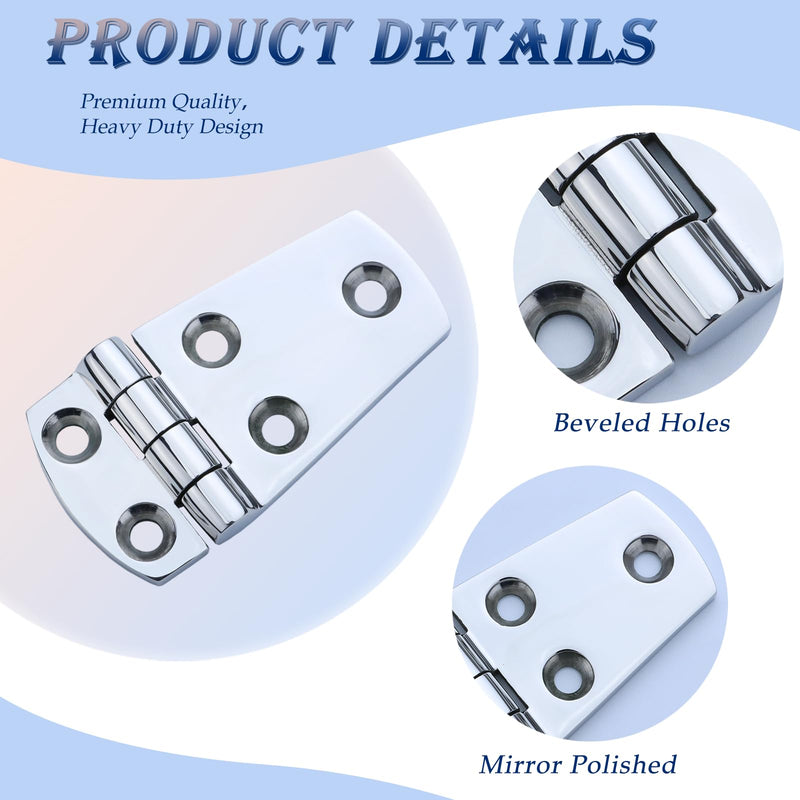 YANYUCB Boat Hatch Hinge 316 Stainless Steel Cabinet Door Casting Hinges Marine Hardware with Screws(3''x1.5'') for Boat,RVs(2PCS) 3 inch × 1.5 inch 2 pack