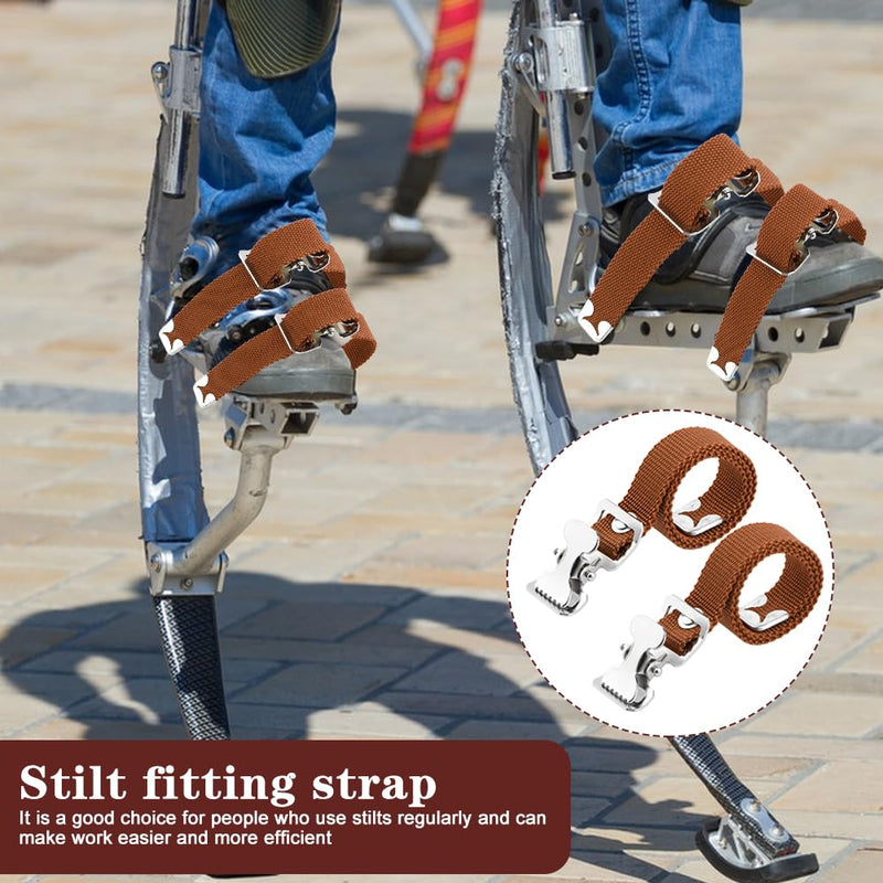 4 Pack Drywall Stilts Straps Comes with Screws and Spacers, Adjustable Double-Buckle Leg Fixation Strap Kit, Universal Fit Drywall Stilt Replacement Part Straps 4 Reddish Brown
