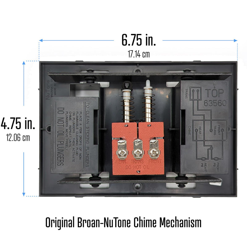 Broan-NuTone Doorbell Chime Mechanism Assembly, Fits Most Nutone Models, 6.75” L x 4.75” W x 1.75” H, Black