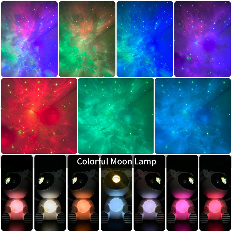 Astronaut Galaxy Projector, Star Projector with Timer and Remote, Night Light with Moon Lamp, LED Nebula Lamp for Kids Adults, Room Decor Gift (White) White