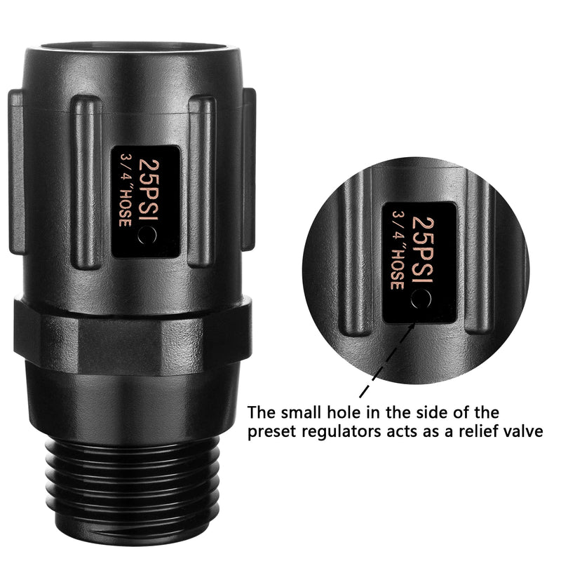 2pcs Garden Hose Pressure Regulator 25 PSI, 3/4" FHT × 3/4“ MHT, Pressure Reducer, Great for Drip Irrigation System Distributing Regulator drip Irrigation Parts emitters for drip line 2 Pack