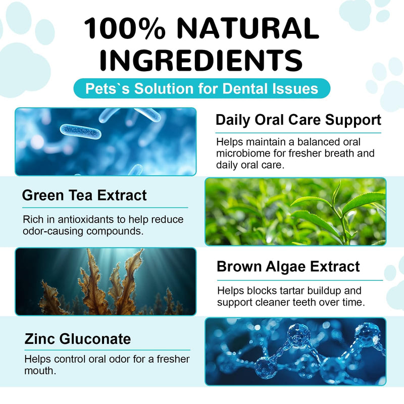 Dog Dental Powder - Teeth Cleaning Powder for Dogs Dental Care and Bad Breath Fresh, Plaque Reduce, Tartar Remover with Enzyme, Probiotics. PlaqueOff Pet Tooth Cleaning 120 Grams 60 Days Supply