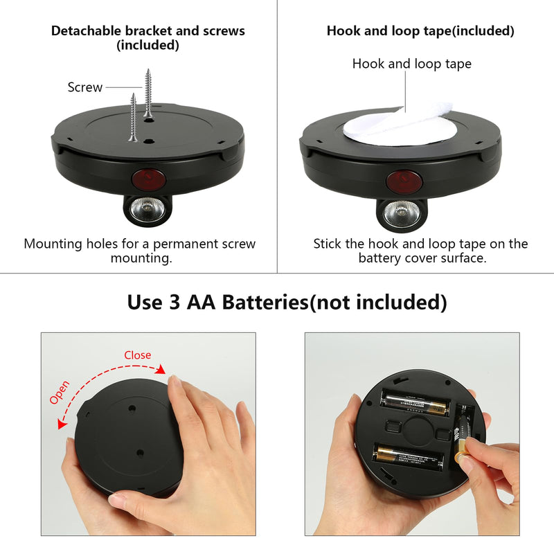 Wireless Spotlight Battery Operated, LED Display Puck Lights, Dimmable Accent Lighting with Remote, Stick on Uplight for Picture Tree Painting Gallery Portrait Dartboard Art Photo Plants Pure Black - NewNest Australia
