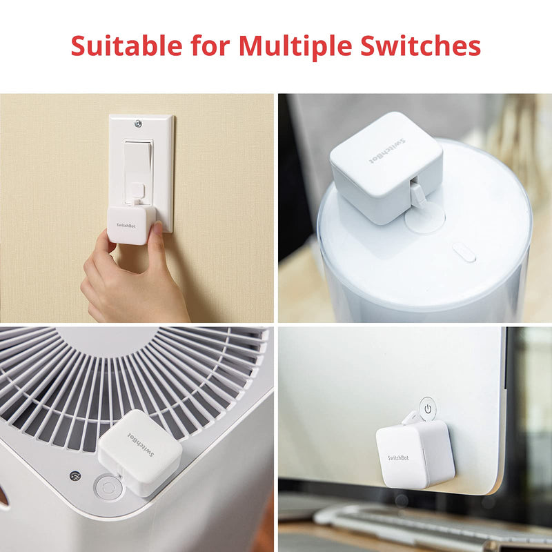 Switchbot Smart Switch Button Pusher (Bluetooth) – Fingerbot for Rocker Switch/One-Way Buttons, App Timer Control, No Wiring, Optional Hub Required for Voice/Remote, White Bot+Remote