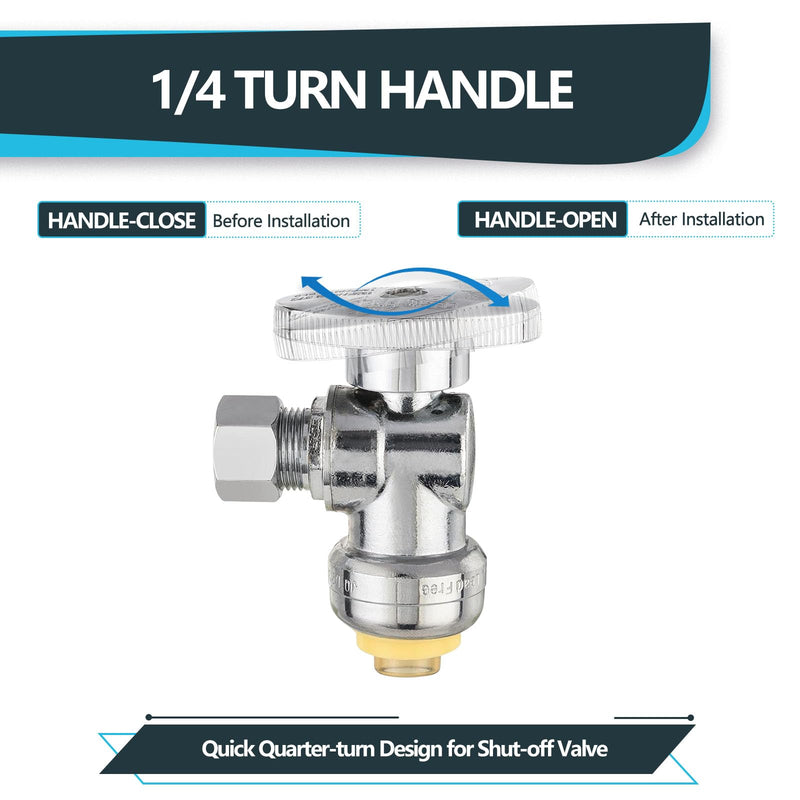 10Pack Seelink Angle Stop Valve, 1/2"Push Fit x 3/8"OD COM(PF-VALVE028-10) 10 1/2"pushfitx3/8"OD