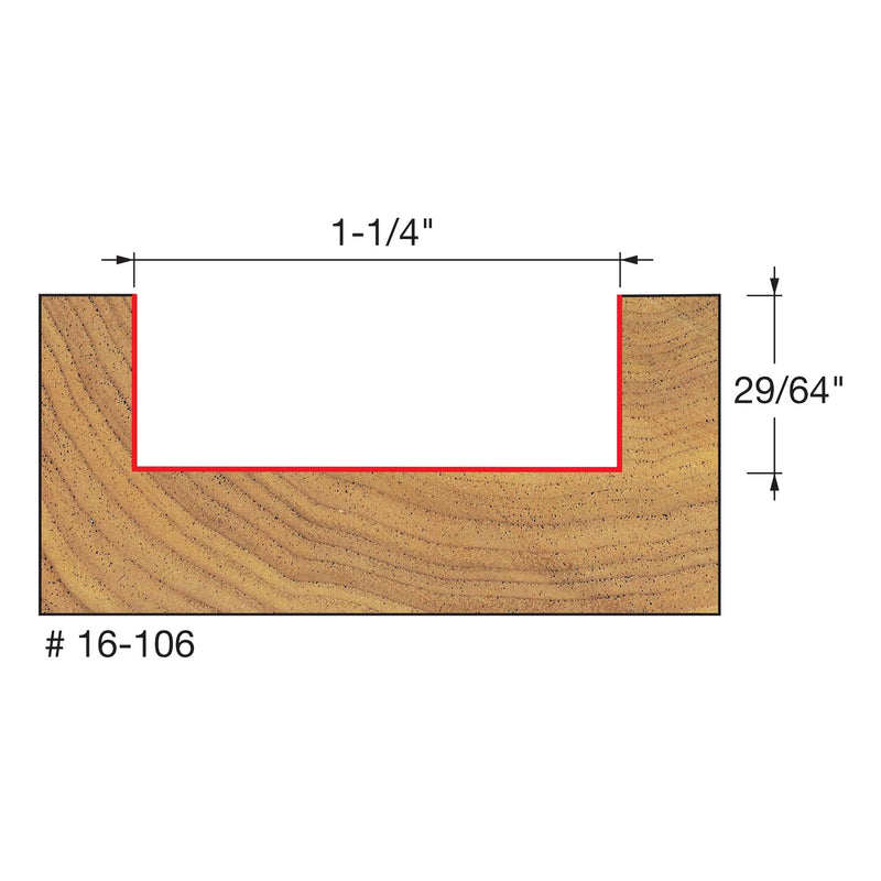 Freud 16-106 1-1/4" Diax1/4" Mortising Router Bit 1-1/4-Inch Diameter by 1/4-Inch Mortising Router Bit