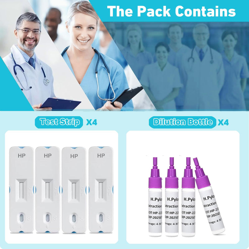 H Pylori Test Kit, 4 PCS Helicobacter Pylori Stool Test Kits at Home, H. Pylori Test H-Pylori Stool (Antigen) Self-Test for Home Use, Results in 10-15 Minutes