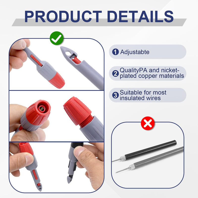 Wire Piercing Probe‌ Test Leads Set with 2mm/4mm Banana Plugs - Insulation ‌Piercing Probes‌ Clips for Safe Multimeter Testing on Automotive Electrical Circuits, Wires, and Terminals （4mm Long-Short） 4mm Long- Short 4PCS