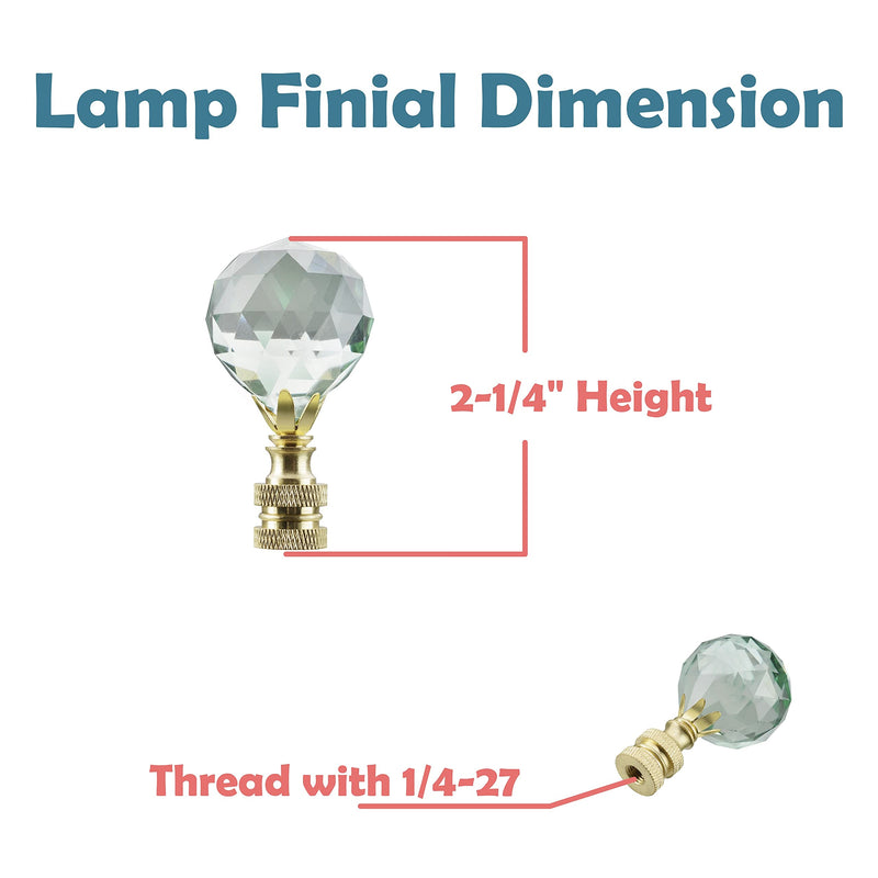 Aspen Creative 24007-22 Light Green Faceted Crystal Lamp Finial in Brass Plated Finish, 2 1/4" Tall (2 Pack) 2 Pack