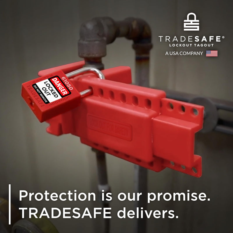 TRADESAFE Adjustable Ball Valve Lockout - Ball Valve Lock Out Devices for 1/2 inch to 4-1/4 inch Pipe Diameter, Valve Lock Out Tag Out, Water Valve Lock, Gas Valve Lock, 2 Pack