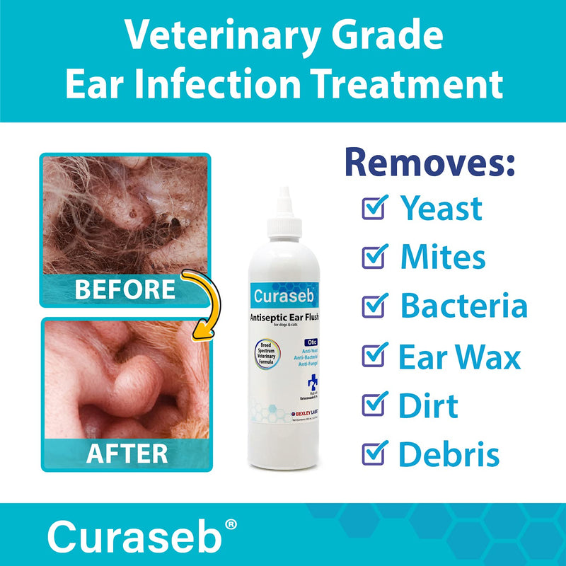 BEXLEY LABS Curaseb Cat & Dog Ear Infection Treatment - Stops Infections, Inflammation & Itchiness, Veterinary Strength 4oz (Pack of 1) - PawsPlanet Australia