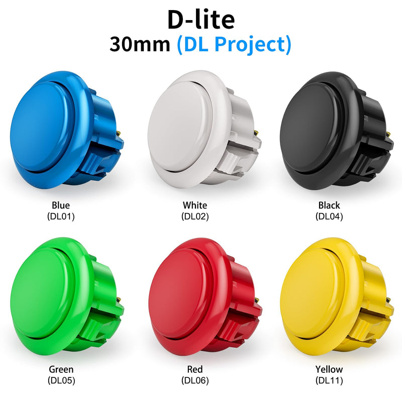 QANBA D-lite Arcade Button Original Buttons Snap-In Joystick Arcade Buttons for DIY arcade machines 30mm Push button switch(Boxed） (30mm Green（DL05) 24 Pcs) 30mm Green（DL05) 24 Pcs