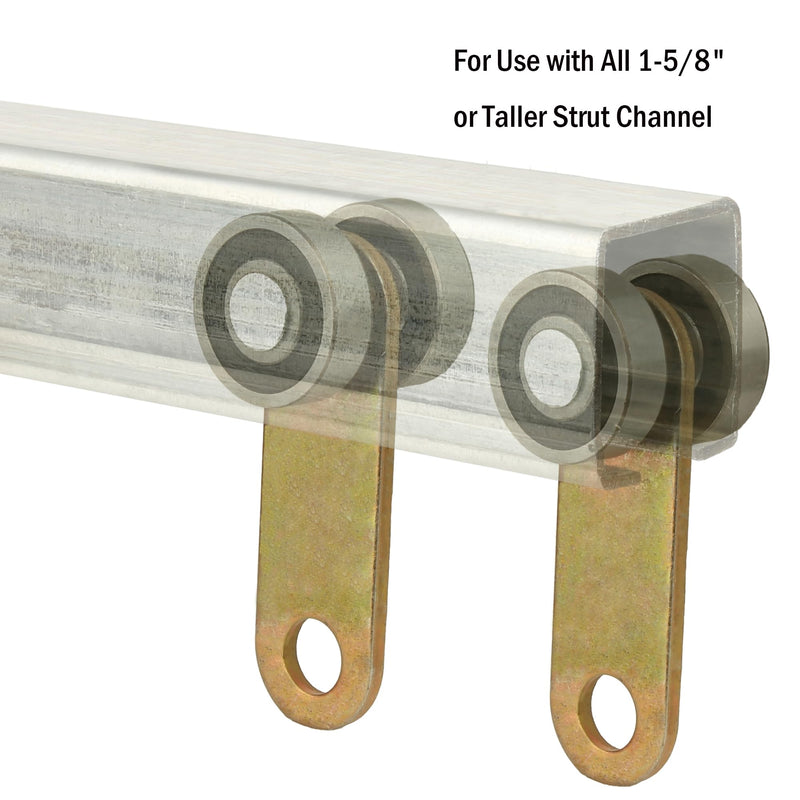 BiJun 2 Wheel Trolley Assembly Roller,Unistrut Rollers Two Bearing Trolley Assembly for Use with 1-5/8" Wide and All1-5/8 Ortaller Strut Channel 4pc