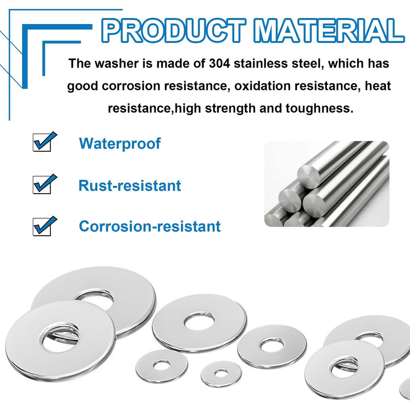 375Pcs Silver Pop Rivet washers Assortment kit for Pop Rivets Diameter 3/32inch,1/8inch,5/32inch,3/16inch, 1/4inch 304 Stainless Steel pop Rivet Washer Aluminum pop Rivet washers 3/32inch+1/8inch+5/32inch+3/16inch+1/4inch