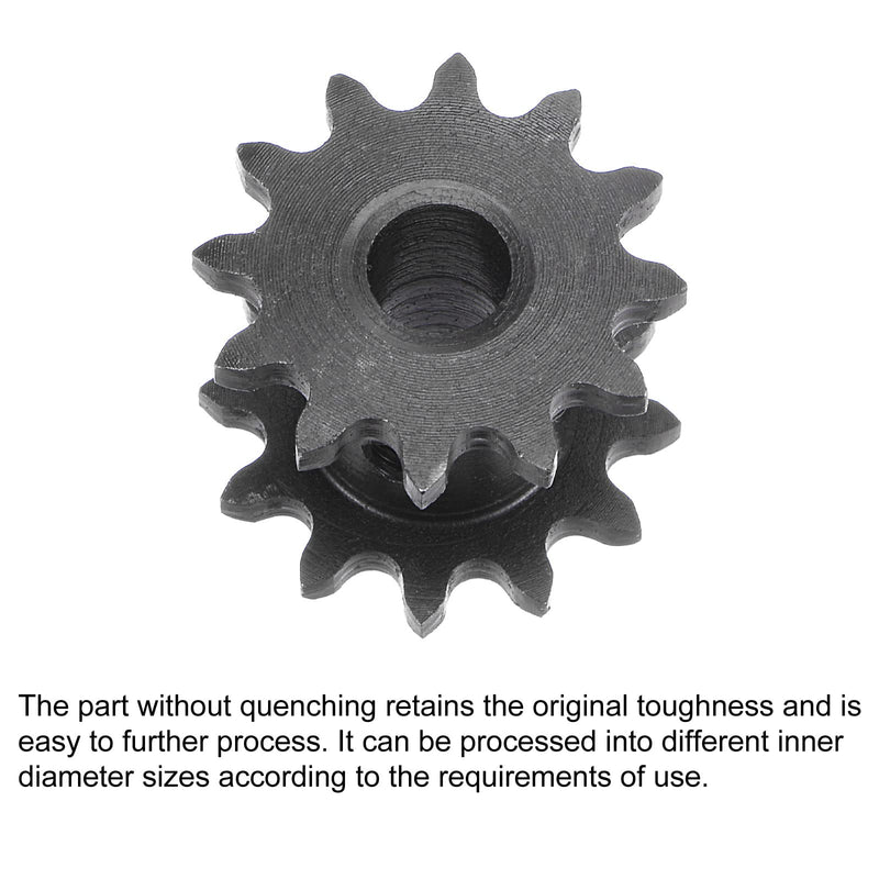 uxcell 12 Tooth #25 Chain Roller Sprocket, Double Strand 1/4" Pitch, 8mm Bore Black Oxide C45 Carbon Steel for ISO 04C Chains