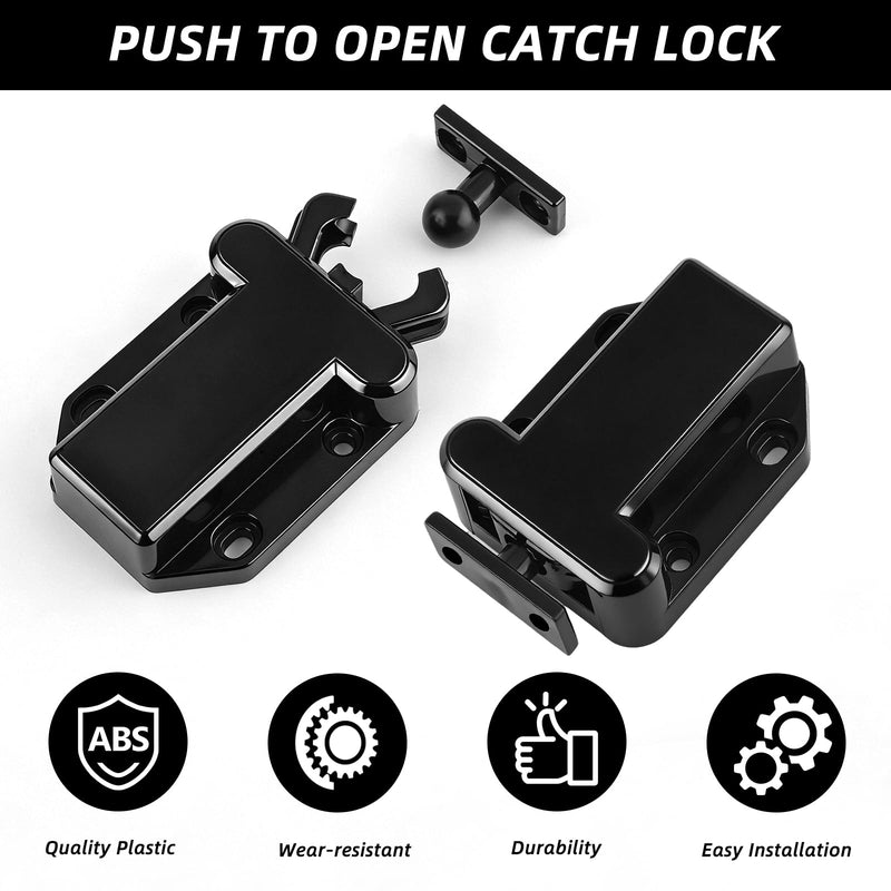 6 Pack Push Latch for Cabinets, Black Push to Open Catch Lock, Rebound self-Locking Device，Push to Open Drawer Catch Door Latch Hardware for Cabinet Drawer Wardrobe Cupboard Kitchen Door