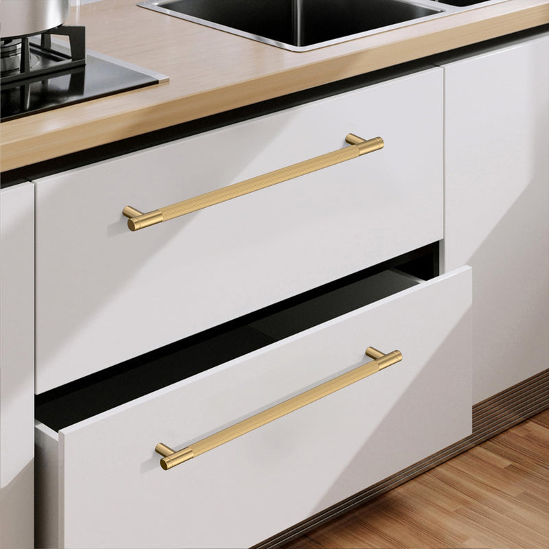Champagne Bronze Knurled Cabinet Handles Kitchen Pulls 10 Inch 10 Pack Champagne Bronze 10" Hole Center