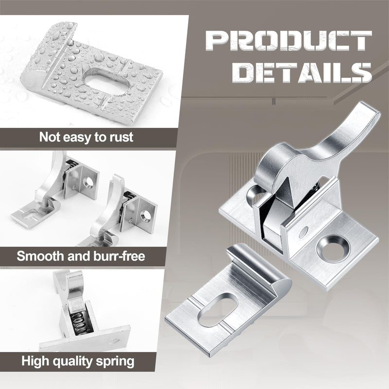 Lounsweer 16 Pcs Brass Heavy Duty Cabinet Door Latch Cabinet Closets Door Elbow Latch with Mounting Screws Hardware for Bedroom Bathroom Window Catch(Silver) Silver