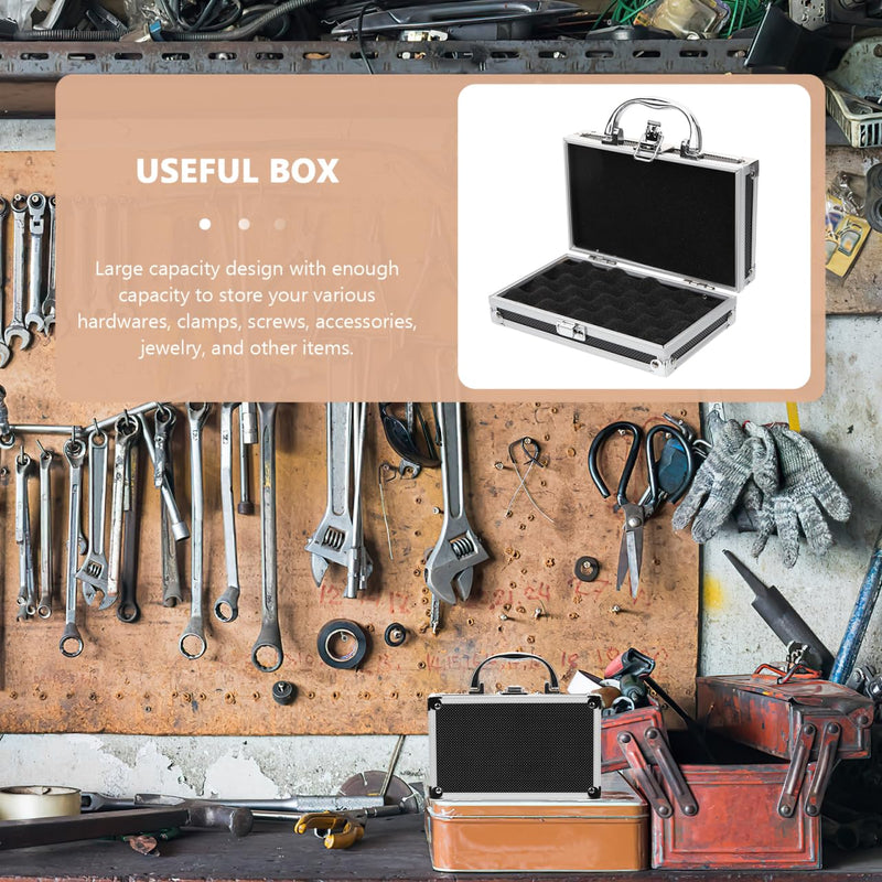 7-Inch Mini Aluminum Briefcase Hard Shell Metal Tool Box with EVA Foam Shockproof Storage Case for Precision Instruments Valuables