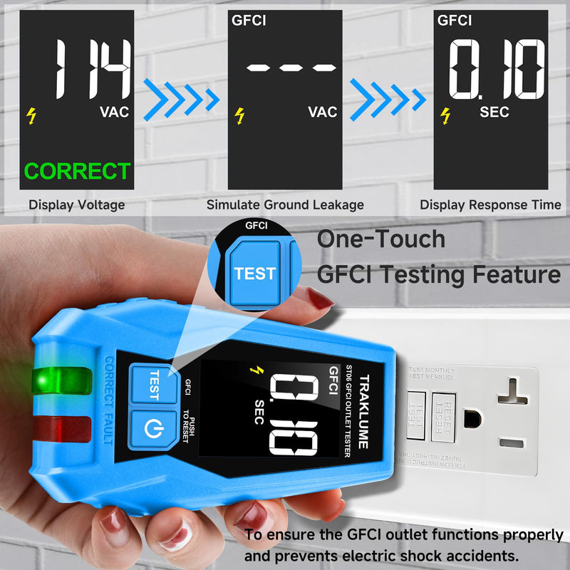 Electrical Test Kit, GFCI Outlet Tester with LCD Display, Non-Contact Voltage Tester Kit with Flashlight, for Wiring Fault Detection, Checking Outlets, and Voltage Testing