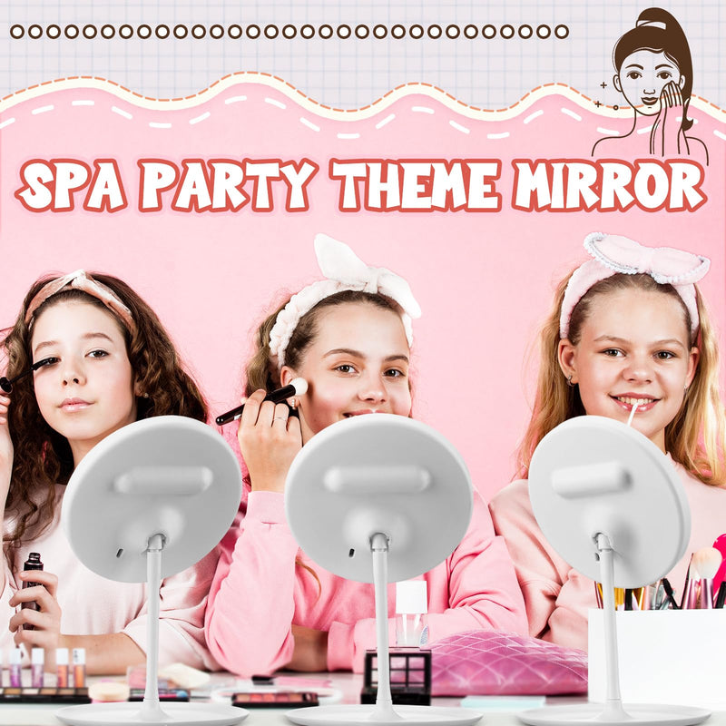 6 Pcs Spa Party Mirror Spa Party Supplies Sleepover Favors Accessory Make up Table Mirror for Sleepover Slumber Birthday Favors Adult Women Gift(White) White