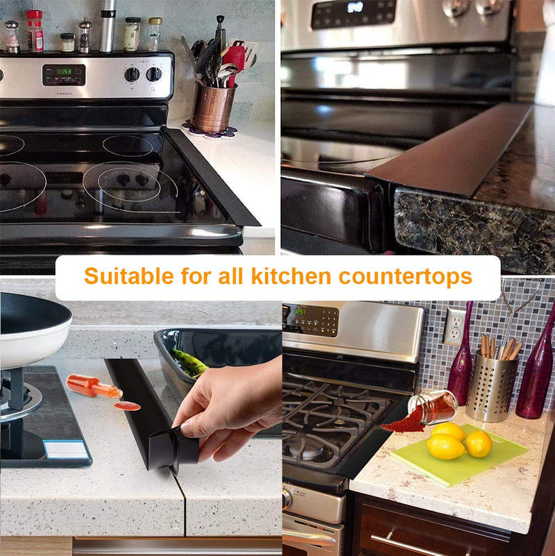 FLSEPAMB Stove Gap Covers Stove Gap Filler 2 Pack Stove Counter Gap Cover with Heat Resistant Wide & Long Gap Filler Used for Protect Gap Filler Sealing Spills in Kitchen Counter, Stovetops 21 Inches Black