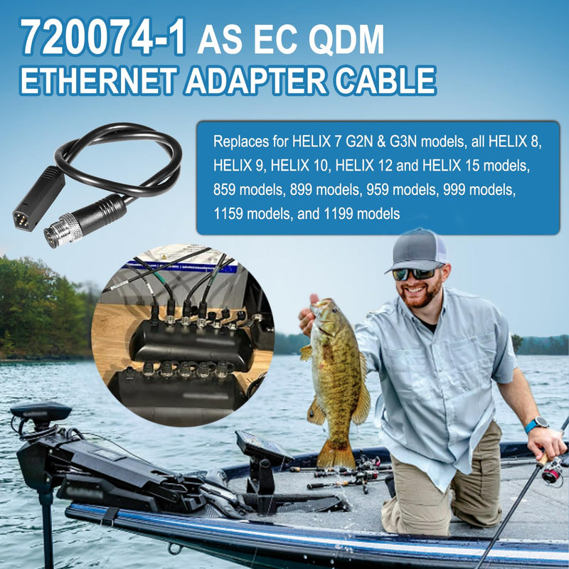 720074-1 AS EC QDM Ethernet Adapter Cable Fits for Helix 7 G2N & G3N,All Helix 8, Helix 9, Helix 10, Helix 12 and Helix 15 Fish Finders