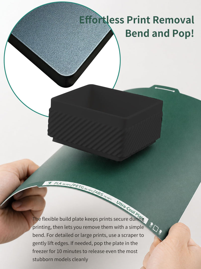 Upgraded K2 Cold Build Plate, 270x293mm Double Sided Magnetic Flexible Spring Steel Printing Cool Plate Low Temperature 3D Printer Bed Removable Surface Platform 270x293 green cold plate