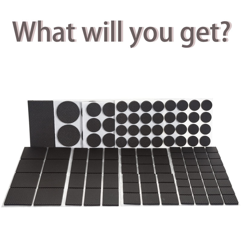 Non Slip Furniture Pads - Round, Square, Rectangle, Furnigear Premium 129 Pieces Furniture Grippers Chair Leg Pads Self Adhesive Rubber Chair Feet- Anti Scratches Furniture Pads for Hardwood Floors Mix 129pcs-Round, Square, Rectangle