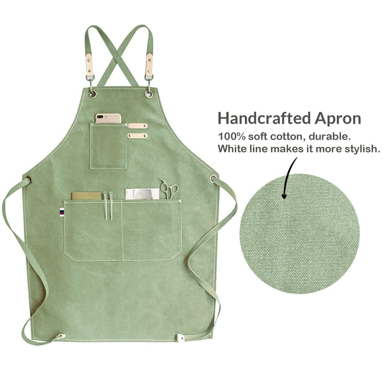 carrotez Adjustable Over sized Plus Size Canvas Apron with Pockets Men and Women Aprons Mint