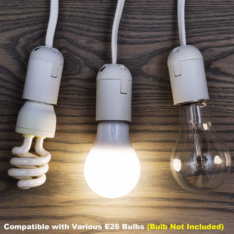 Plug in Hanging Light Kit, Retro Hanging Lights with Plug in Cord, E26 E27 Industrial Pendant Light Fixture, 9.8 FT Cord with On/Off Switch Hanging Lamp for Living Room Bedroom 2 Pack (White) White