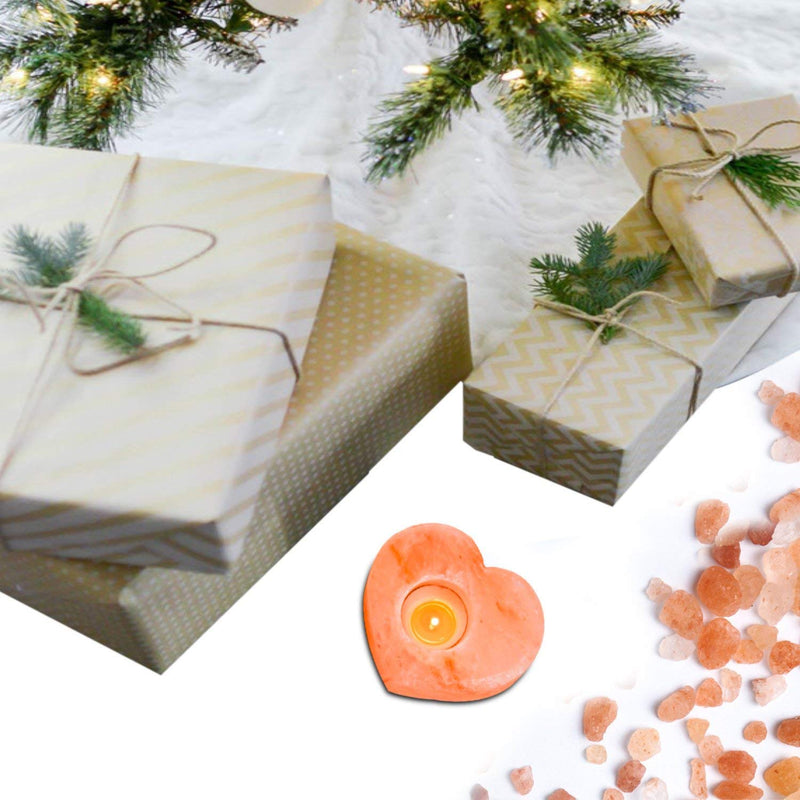 himalayan glow Shape Natural Pink Heart Style Tealight, 100% Pure Crystal Salt Candle Holder | Night Decorative Light, Perfect Valentine's Day Gift, 3 Inches, Orange Heart Salt Candle