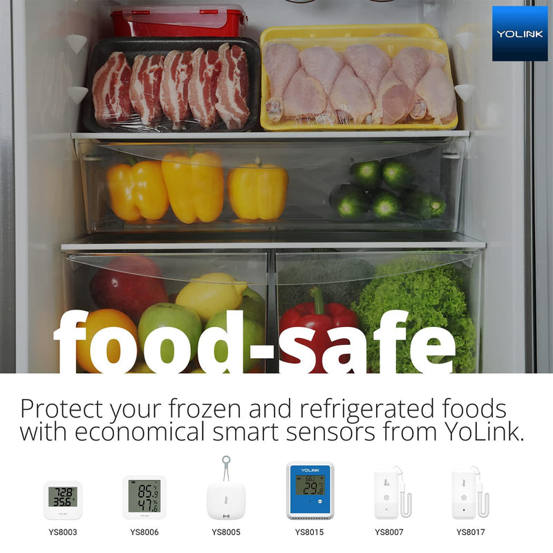 YoLink Smart Wireless Temperature & Humidity Sensor, Wide Temp Range for Fridge, Green House, Pet Cage, App Alerts, Emails, Text/SMS alerts- Hub Required 1-Pack without Hub