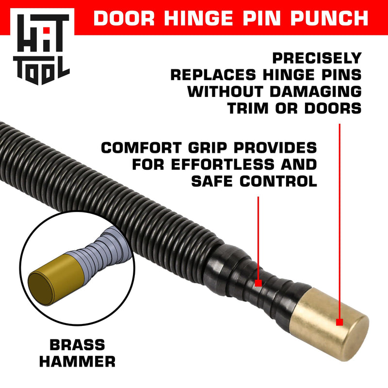 HIT Tool Hammerless Spring Punch Brass Pin Set: 1/16” x 1 3/8” Tip, 3/32” x 1 3/8” Tip, 1/8” x 1 3/8” Tip & 5/32” x 1 3/8” Tip