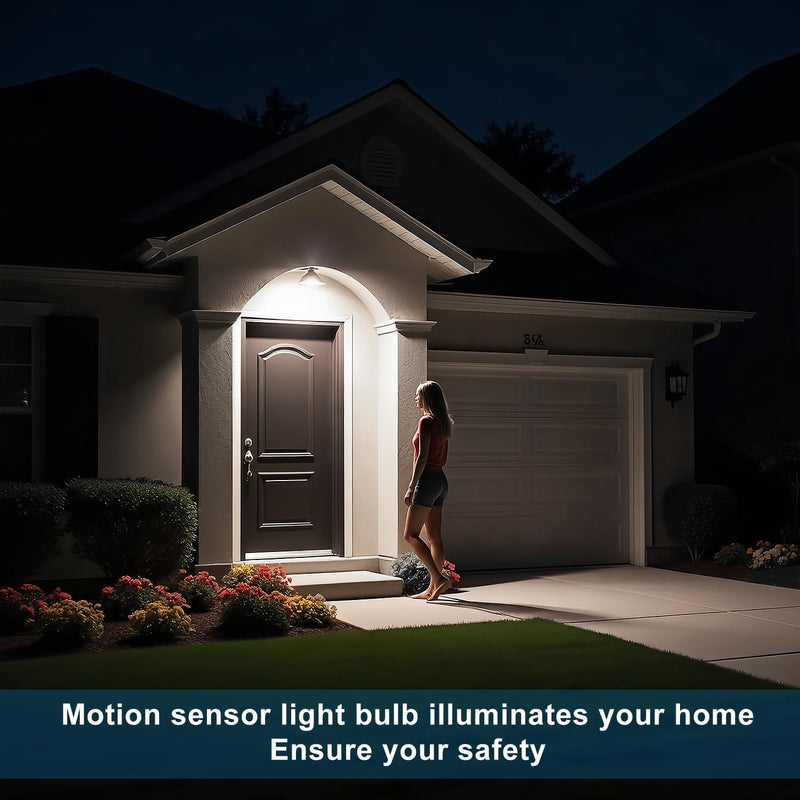 Motion Sensor Light Bulb,Activated Detector Light Bulb Indoor,Dusk to Dawn Security Bulb,13W Equivalent 100W,E26 Base 6000K Daylight,6 Packs LY-A19H001