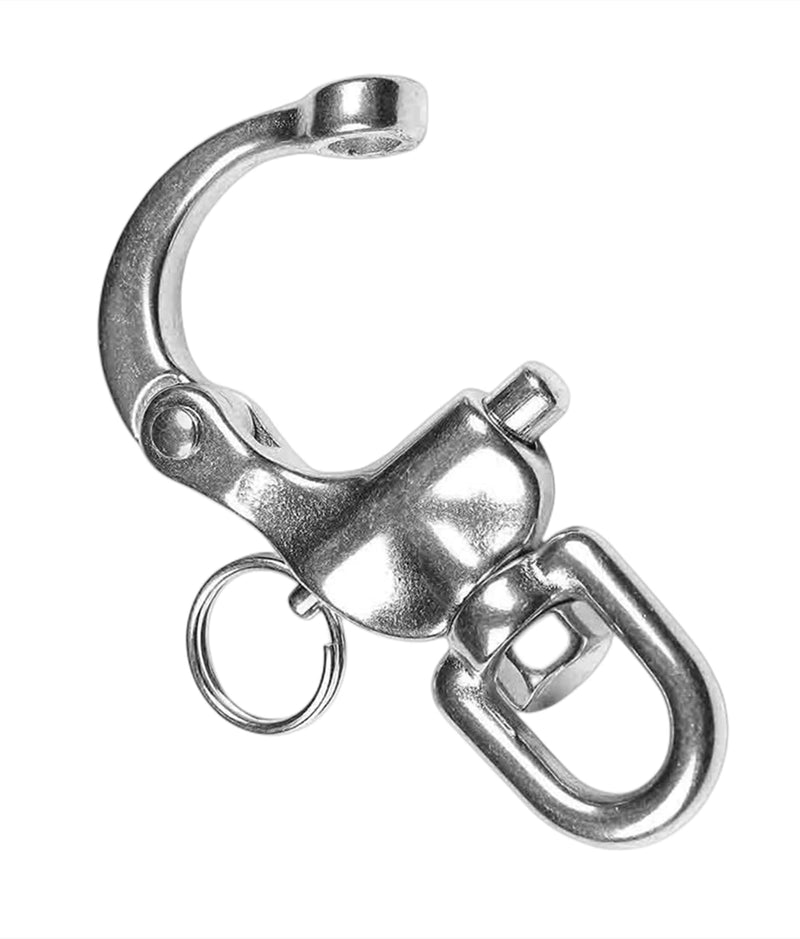 2/4 PCS Heavy Duty Marine 316 Stainless Steel Fixed Snap Shackle Quick Connect Shackle Snap Hook Rigging for Sailboat Yacht (2Packs, Overall Length:87mm) 2Packs