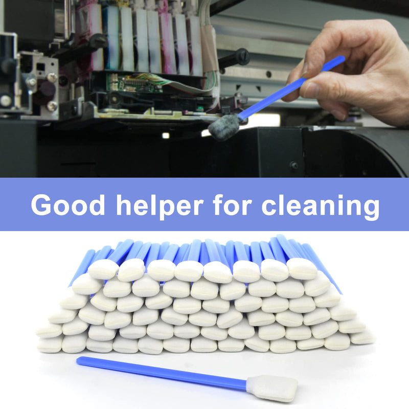 (300 PCS) 5.11" Square Rectangle Foam Cleaning Swab Sticks(Two Color) | 150 PCS White+150 PCS Blue