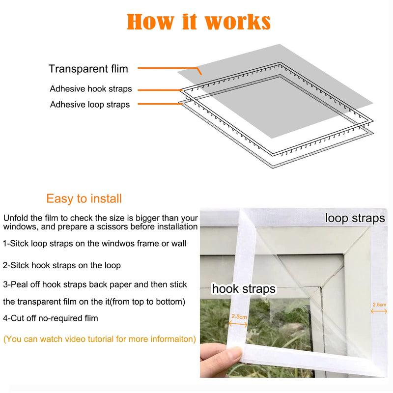 Adjustable Window Insulation Kit 47inX63in(120X160cm) for Winter Keep Cold Out,cuttable Transparent Film 180㎛ Thickness,Easy to Open for Ventilation,Reusable Plastic Window wrap 47"X63" (120X160cm)