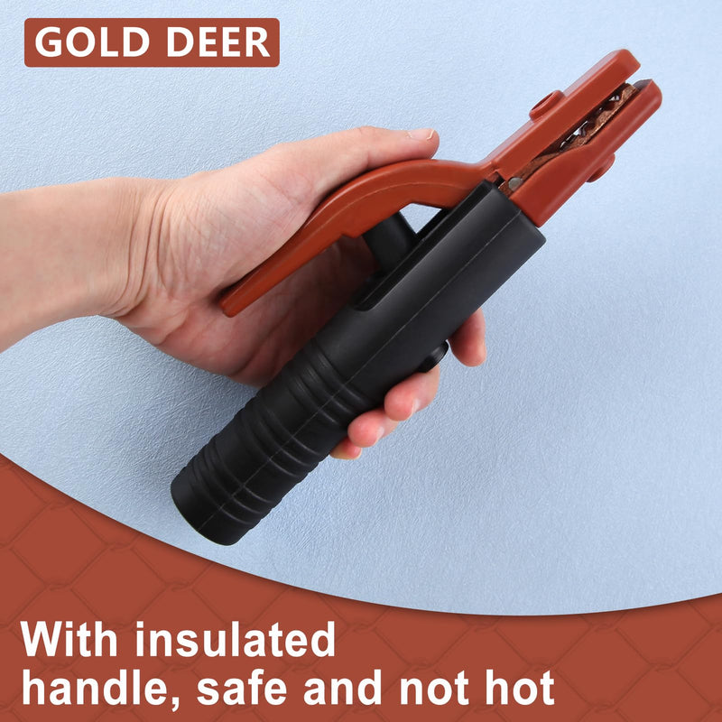Welding Electrode Holder 500AMP Heavy Duty Jaw Holding Plier Electrode Clamp of Welding Machine ARC Welder American Design pure copper Brass Materials for MMA Stick Electrode Welding TPR-Orange 8.5"