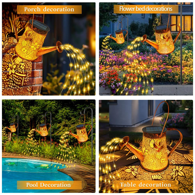 Solar Watering Can Lights, Hummingbird Gifts for Christmas Women Mom Grandma Birthday, Waterproof Outdoor Garden Decor Large Hanging Solar Lanterns Garden Lights for Patio Porch Yard Flowerbed Pathway Warm White Hummingbird-1pack