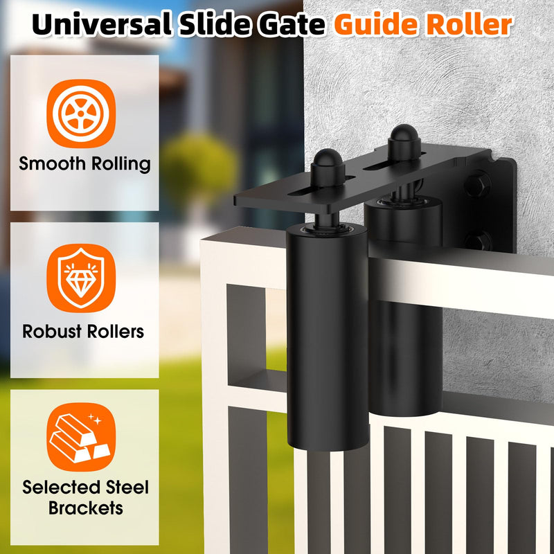 Sliding Gate Guide Roller, 6" Nylon Wheels, Black-2pcs 6in