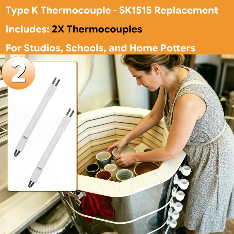 SDRZJX 2-Pack 6" 8-Gauge Kiln Thermocouple Type K Fits 2.5" and 3" Electric Kilns Compatible with Skutt KM1227/KM1027 L&L Olympic Replace#: Kiln Part SK1515