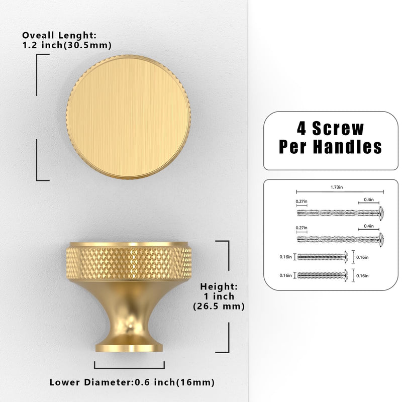 10 Pack Champagne Bronze Kitchen Cabinet Knobs 1-1/5 Inch(30mm) Cabinet Pulls Drawer Knobs Cabinet Hardware Knobs for Drawers Single Hole