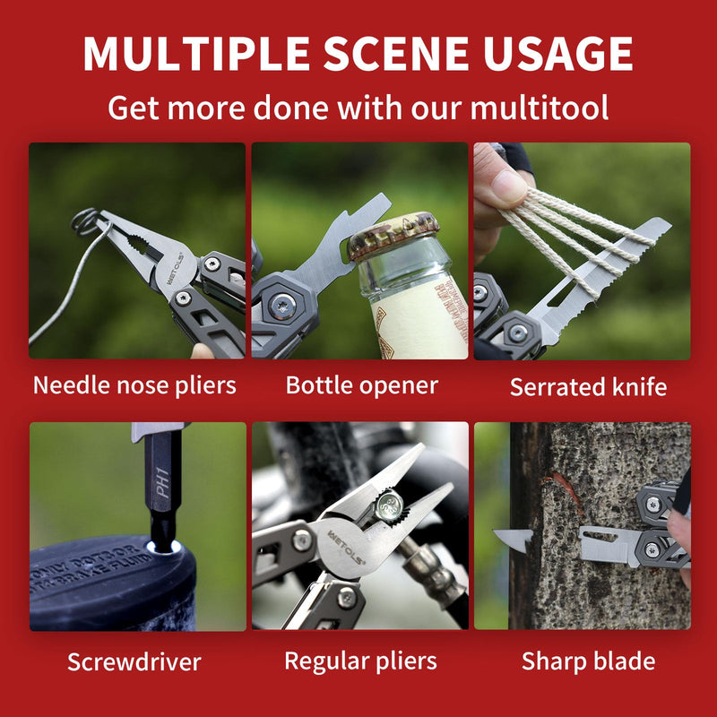 WETOLS Multitool Valentines Day Gifts for Him Boyfriend Husband, 21-in-1 Pliers Mens Gifts Birthday Gifts for Men Dad Grandpa, Self-locking Multi Tool EDC Versatile Tool for Outdoors, DIY, Home,Garden ‎titanium Grey