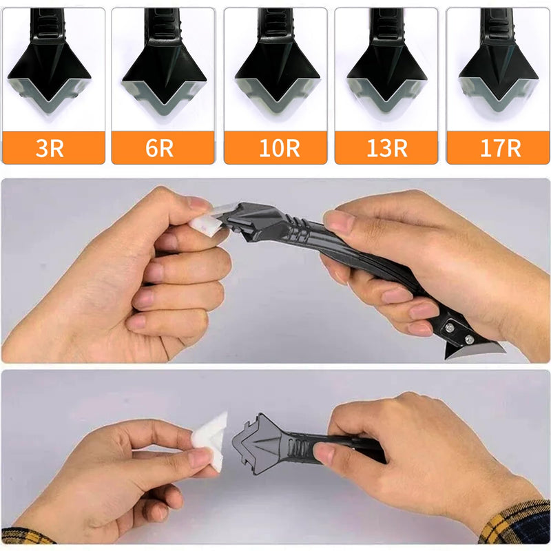 Silicone Caulking Tool, 3 in 1 Silicone Remover Multi Tool, Glazing Compound Finishing Tool, Caulk Remover Tool, Grout Scraper Kit for Bathroom, Kitchen, Floor, Window, Sink Joint, Frames Seal 3 in 1 Tool(1 sets)