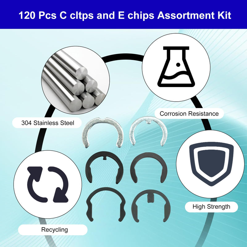 120PCS KW1 SC1 SC4 Retainer Clips - 65Mn Carbon Steel E/C-Clips for Kwikset Schlage Lock Rekey Kit