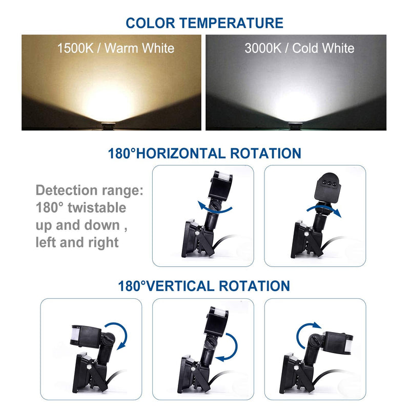 Z Motion Sensor Flood Lights Outdoor,10W Induction LED Lamp, IP65 Waterproof Spotlight,6500K LED Sensor Light,Security Light with US 3-Plug (Daylight White-Black) Daylight White-Black